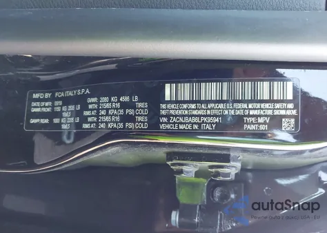 2020 Jeep Renegade Sport 4X4 из США, поврежденный, VIN ZACNJBAB6LPK95941